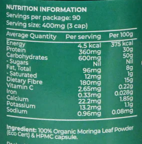 Organic Moringa Leaf Supergreens Capsules by MyDetoxify - Image 2